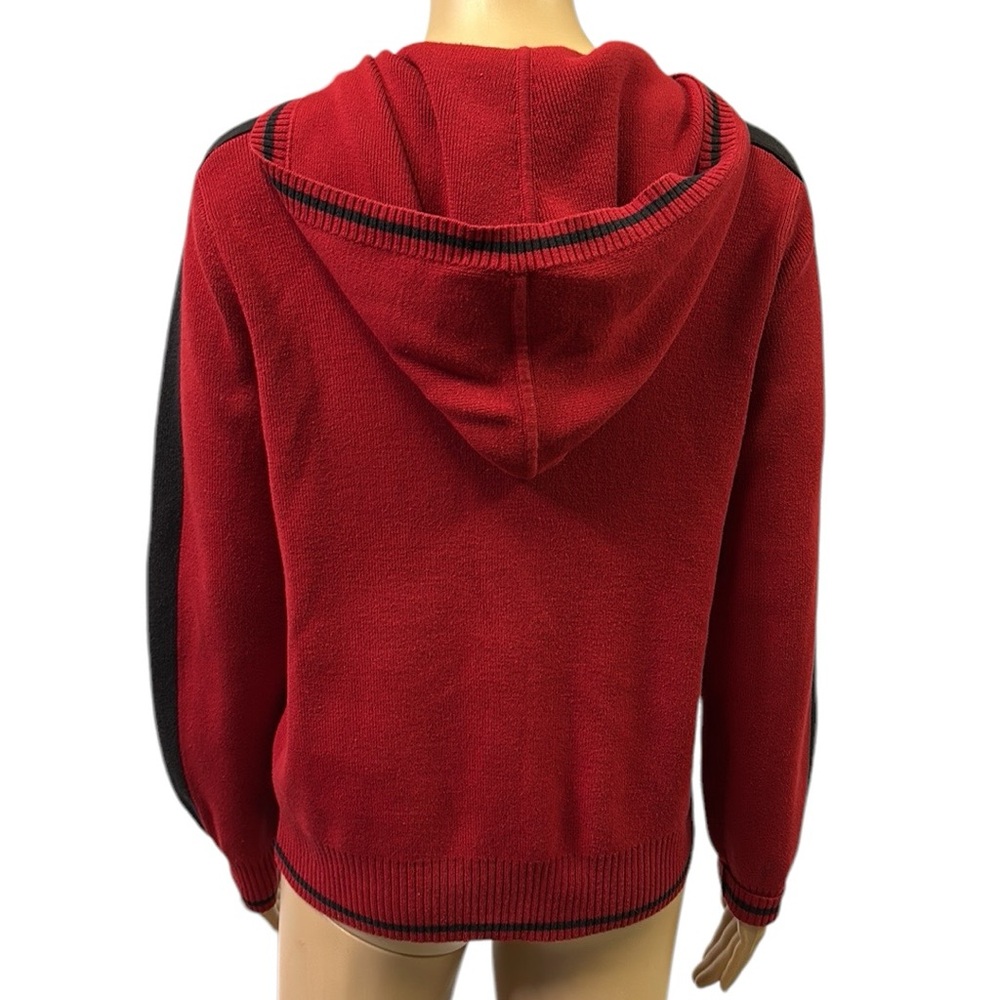 Vintage SJB Active by St Johns Bay Red Black Full Zip Cardigan Hooded Sweater M - Picture 2 of 10